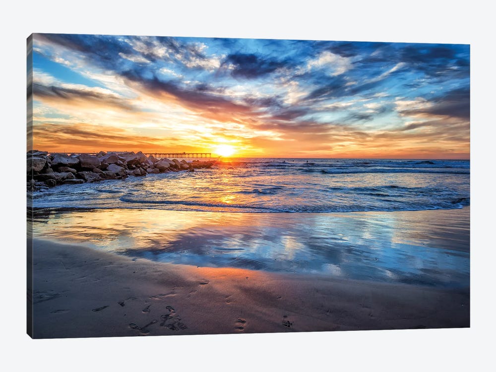 Winter Sunset At Ocean Beach by Joseph S. Giacalone 1-piece Canvas Art