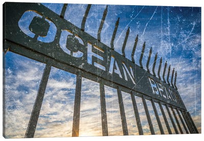 Vintage Texture Ocean Beach Pier Sign Canvas Art Print - Signs