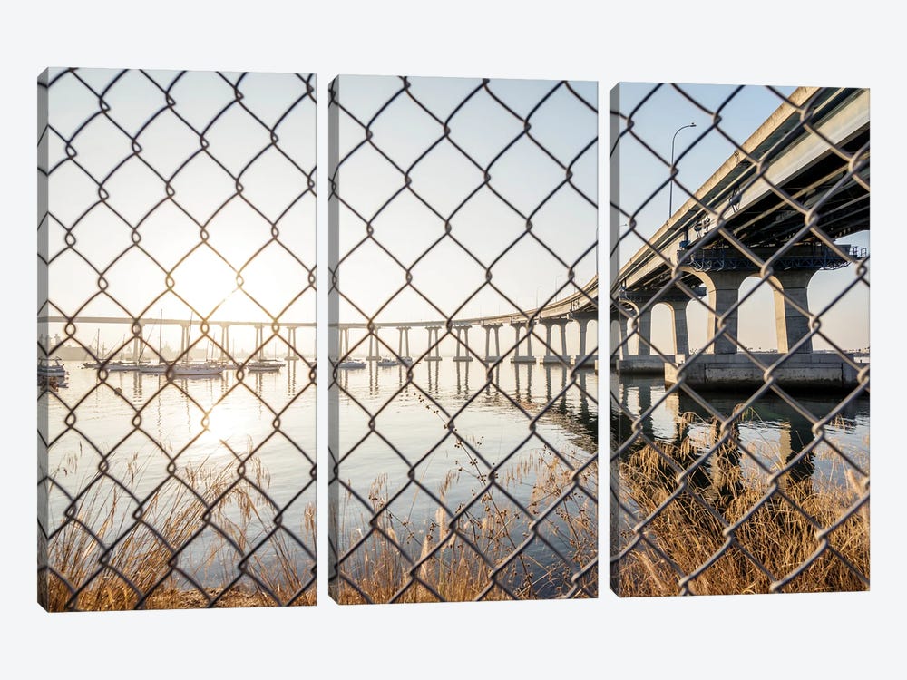 Coronado Bridge Fenced In by Joseph S. Giacalone 3-piece Canvas Print