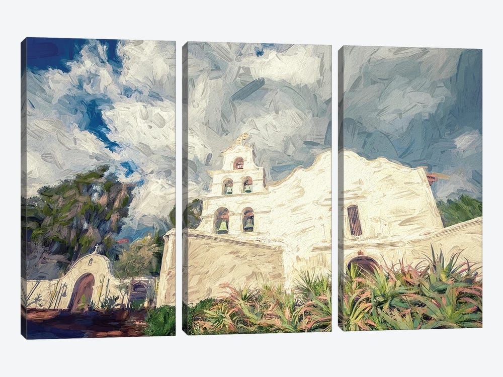 The San Diego Mission by Joseph S. Giacalone 3-piece Canvas Art Print