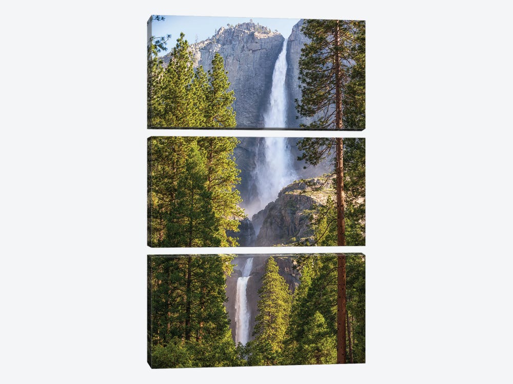 Upper And Lower Yosemite Falls by Joseph S. Giacalone 3-piece Canvas Print