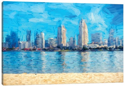 San Diego Skyline Blues Canvas Art Print - San Diego Art