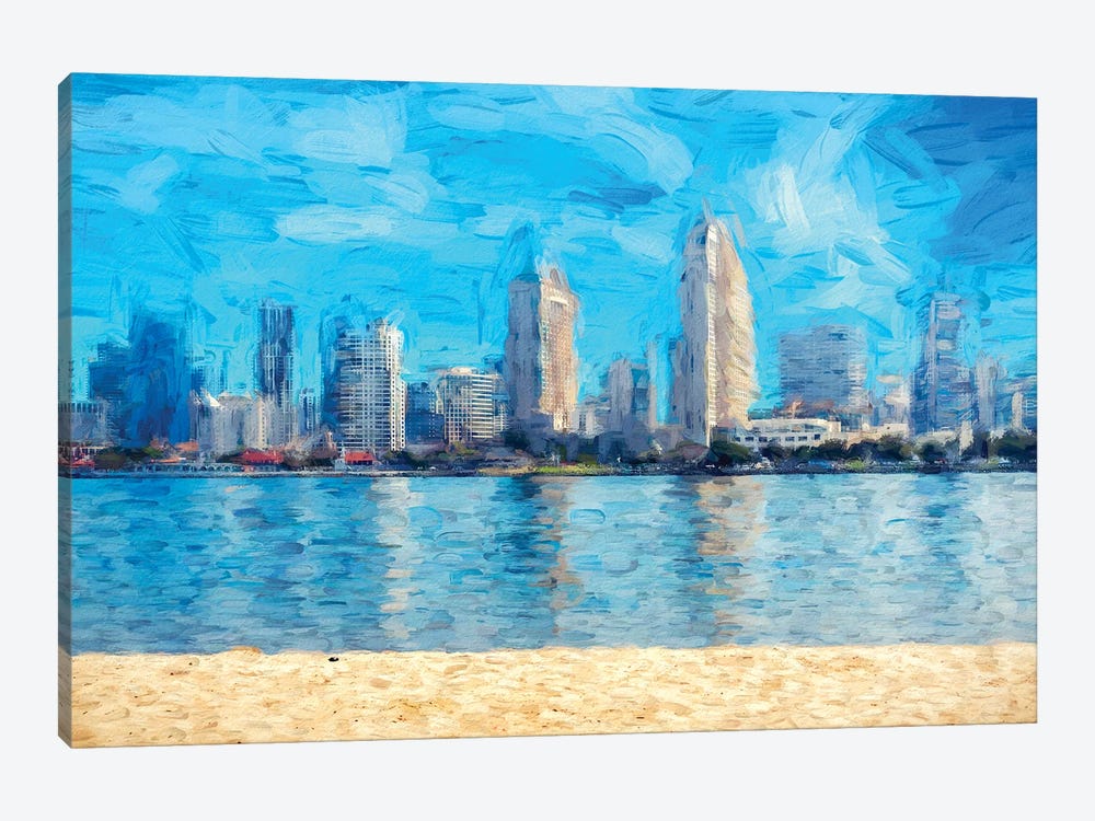 San Diego Skyline Blues by Joseph S. Giacalone 1-piece Canvas Print