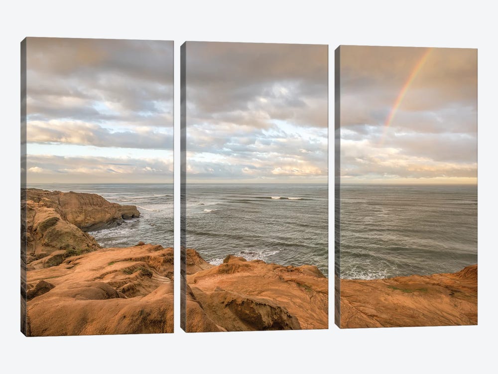 End Of The Rainbow At Sunset Cliffs by Joseph S. Giacalone 3-piece Canvas Art Print