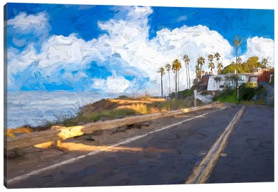 Fluffy Clouds Along Sunset Cliffs Boulevard Canvas Art Print - Cliff Art