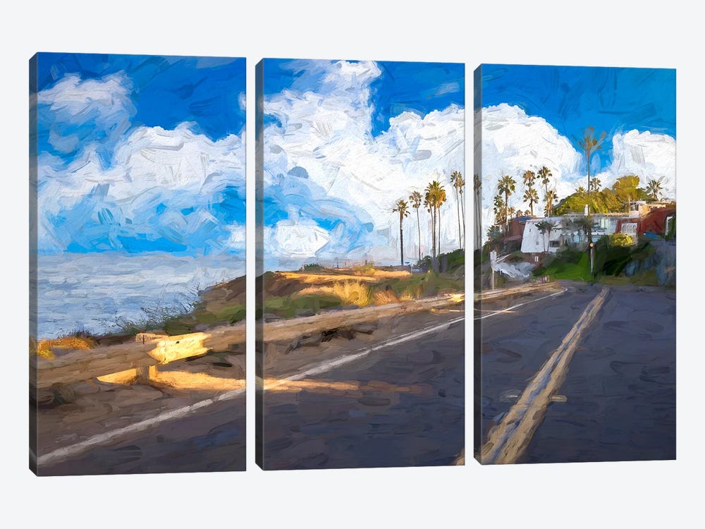 Fluffy Clouds Along Sunset Cliffs Boulevard by Joseph S. Giacalone 3-piece Canvas Artwork