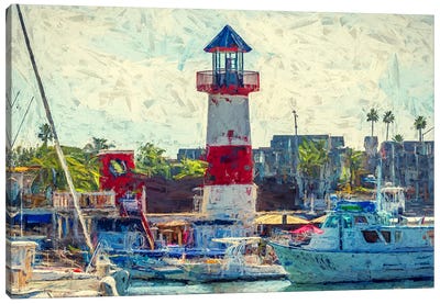Lighthouse At Oceanside Harbor Canvas Art Print - Joseph S Giacalone