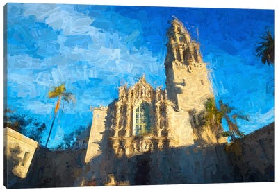California Tower At Balboa Park Impressionist Canvas Art Print - Joseph S Giacalone