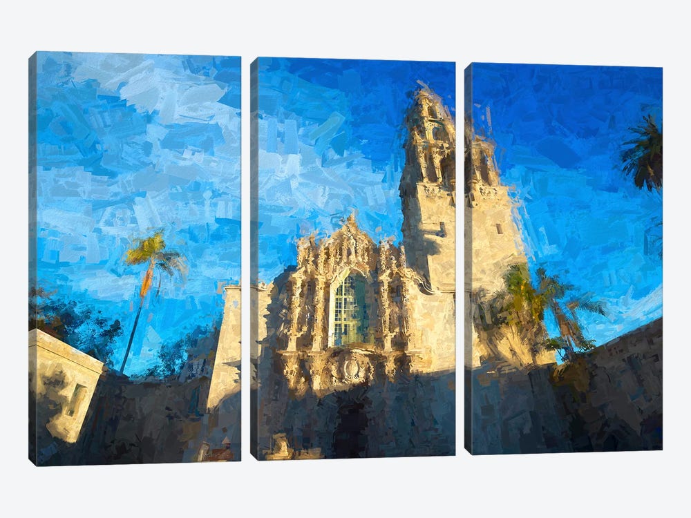 California Tower At Balboa Park Impressionist by Joseph S. Giacalone 3-piece Canvas Art