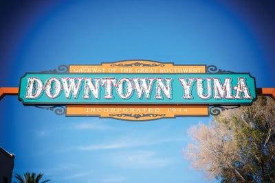 Downtown Yuma Marquee by Joseph S. Giacalone framed canvas print