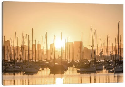 A Nautical Sunrise - San Diego Harbor Canvas Art Print - Joseph S Giacalone