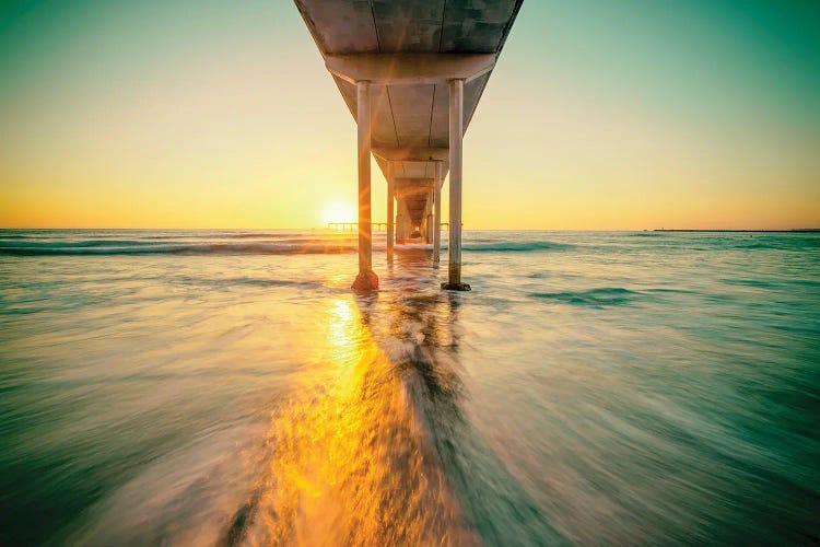 Sunset Sunbeams At Ocean Beach Pier by Joseph S. Giacalone wall art