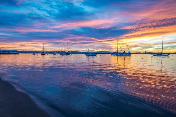 Joseph S. Giacalone: Blue And Orange Skies - San Diego Harbor by Joseph S. Giacalone