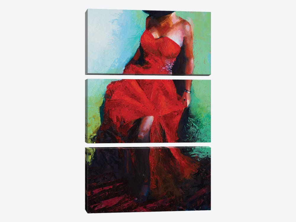 Lady in Red by Jenny Green 3-piece Canvas Print