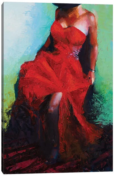 Lady in Red Canvas Art Print - Dress & Gown Art