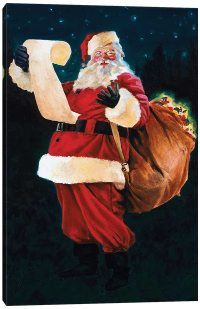 Jolly Old Saint Nick Canvas Art Print - Vintage Christmas Décor