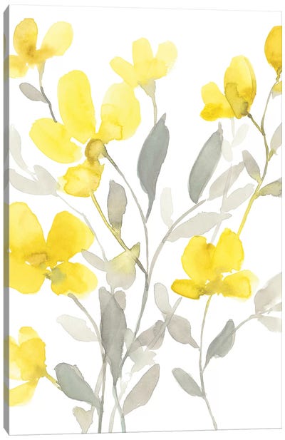 Yellow & Grey Garden I Canvas Art Print - Jennifer Goldberger