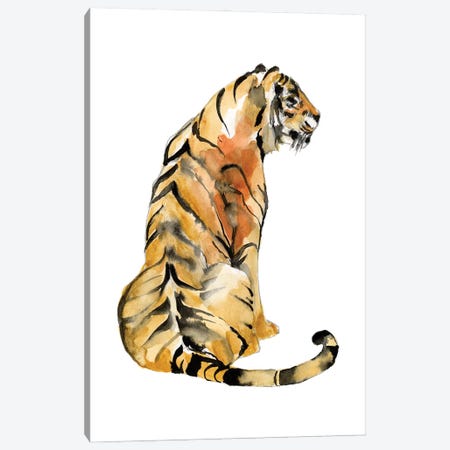 Sitting Tiger I Canvas Print #JGO1084} by Jennifer Goldberger Canvas Artwork