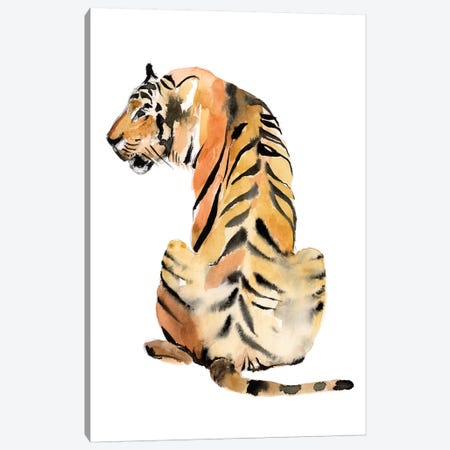 Sitting Tiger II Canvas Print #JGO1085} by Jennifer Goldberger Canvas Wall Art