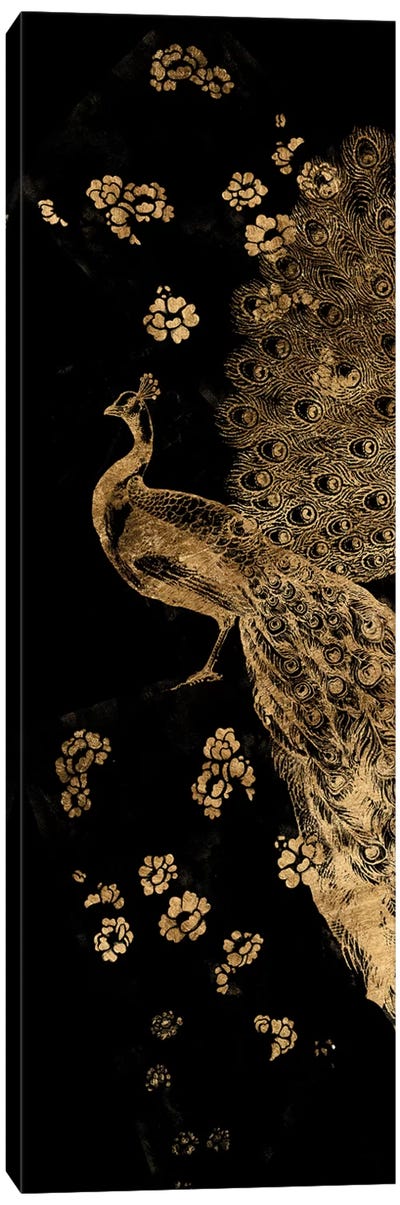 Gilded Peacock Triptych I Canvas Art Print - Peacock Art