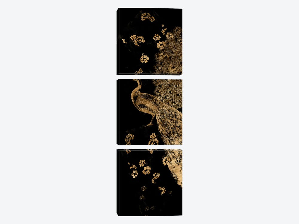 Gilded Peacock Triptych I 3-piece Canvas Print