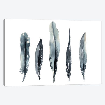 Indigo Feathers I Canvas Print #JGO1126} by Jennifer Goldberger Canvas Print