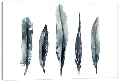 Indigo Feathers I Canvas Art Print - Feather Art