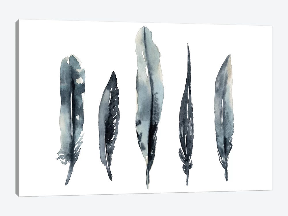 Indigo Feathers I by Jennifer Goldberger 1-piece Canvas Art