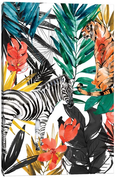Jungle Life I Canvas Art Print - Zebra Art