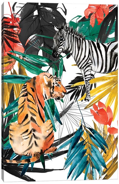 Jungle Life II Canvas Art Print - Zebra Art