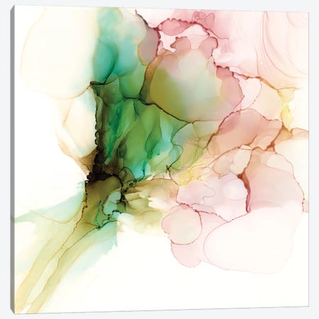 Pink & Turquoise Bloom I Canvas Print #JGO1134} by Jennifer Goldberger Canvas Art