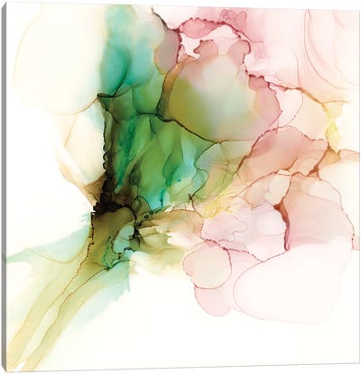 Pink & Turquoise Bloom I Canvas Art Print - Jennifer Goldberger