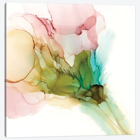 Pink & Turquoise Bloom II Canvas Print #JGO1135} by Jennifer Goldberger Canvas Art