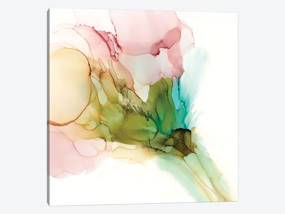 Pink & Turquoise Bloom II by Jennifer Goldberger 1-piece Canvas Artwork