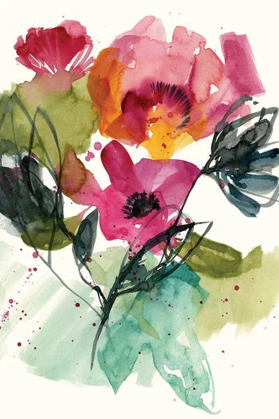 Flower Party II by Jennifer Goldberger framed canvas print