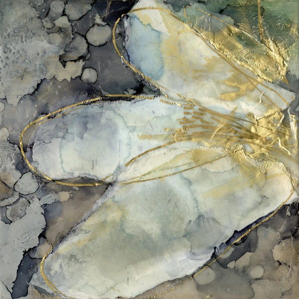 Gold Abstract Art: Abstracted Lily I by Jennifer Goldberger