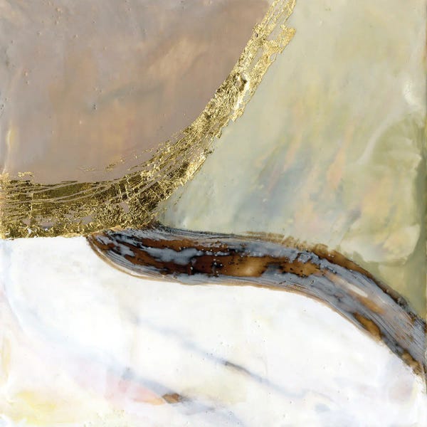 Gold Abstract Art: Converging Pathways I by Jennifer Goldberger