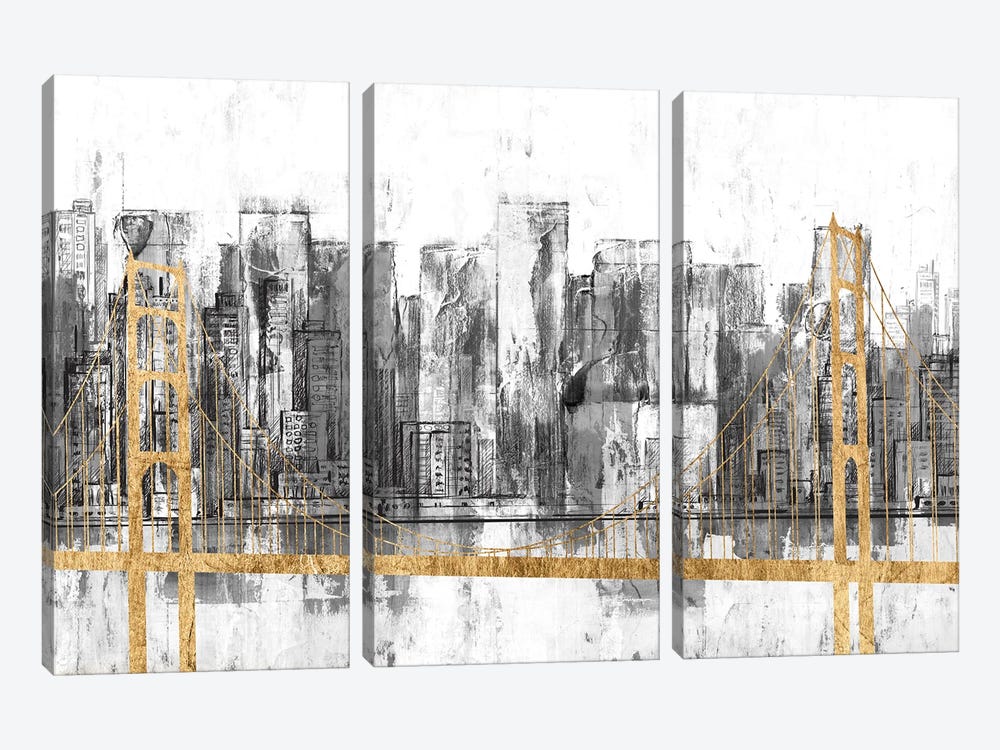 Golden Bridge Panorama by Jennifer Goldberger 3-piece Canvas Print