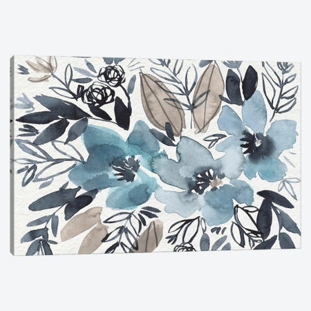Blue & Paynes Blooms I Canvas Print #JGO1267} by Jennifer Goldberger Canvas Art