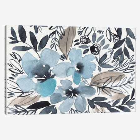 Blue & Paynes Blooms II Canvas Print #JGO1268} by Jennifer Goldberger Art Print