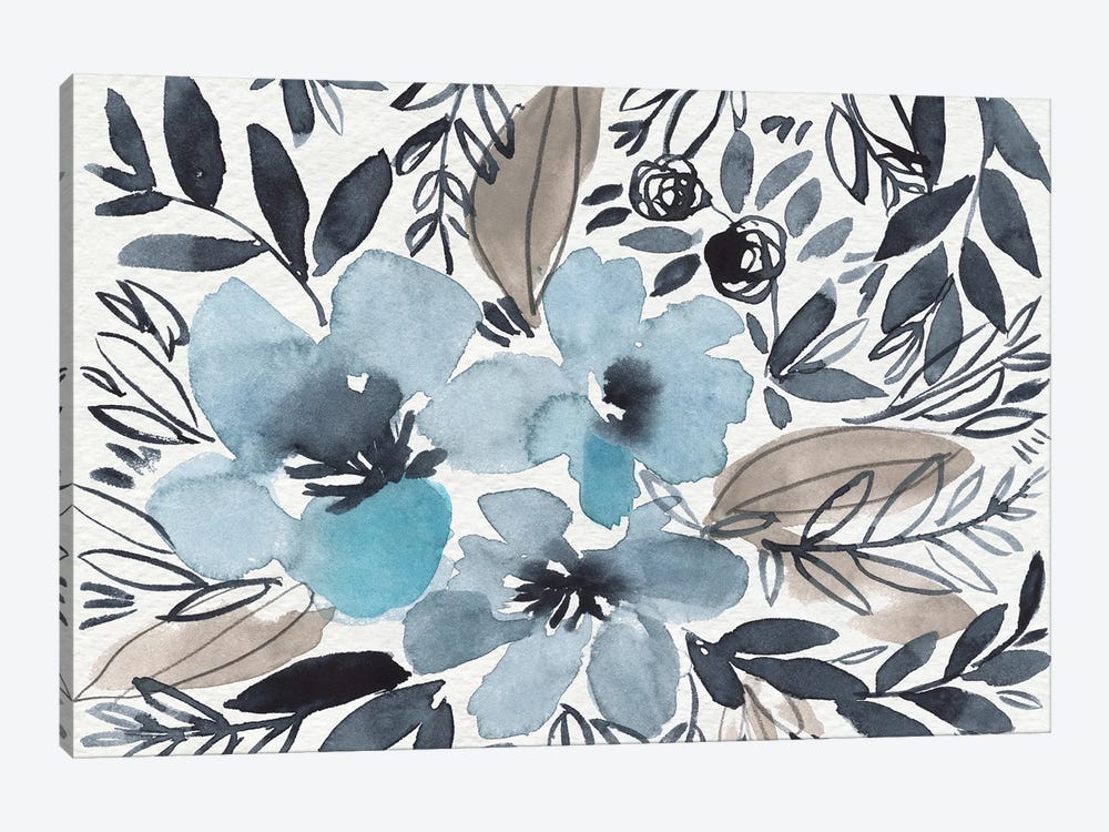 Blue & Paynes Blooms II by Jennifer Goldberger 1-piece Canvas Art