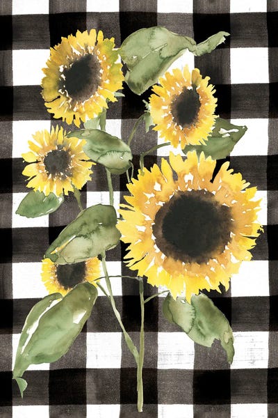 Modern Farmhouse Décor: Buffalo Check Sunflower I by Jennifer Goldberger