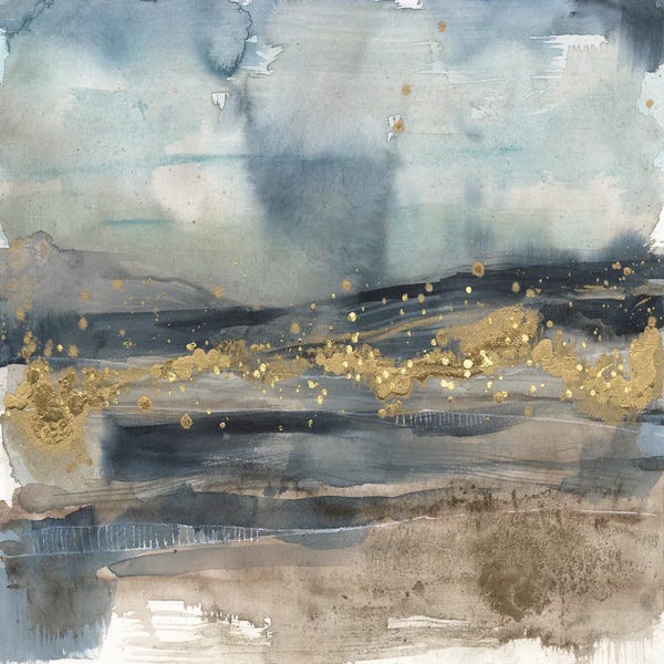 Gold Abstract Art: Golden Light On The Horizon I by Jennifer Goldberger