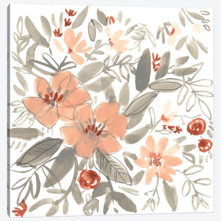 Peach & Rust Blooms I Canvas Print #JGO1390} by Jennifer Goldberger Canvas Print