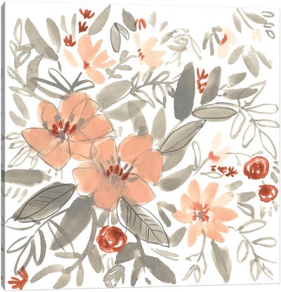 Peach & Rust Blooms I Canvas Art Print - Jennifer Goldberger