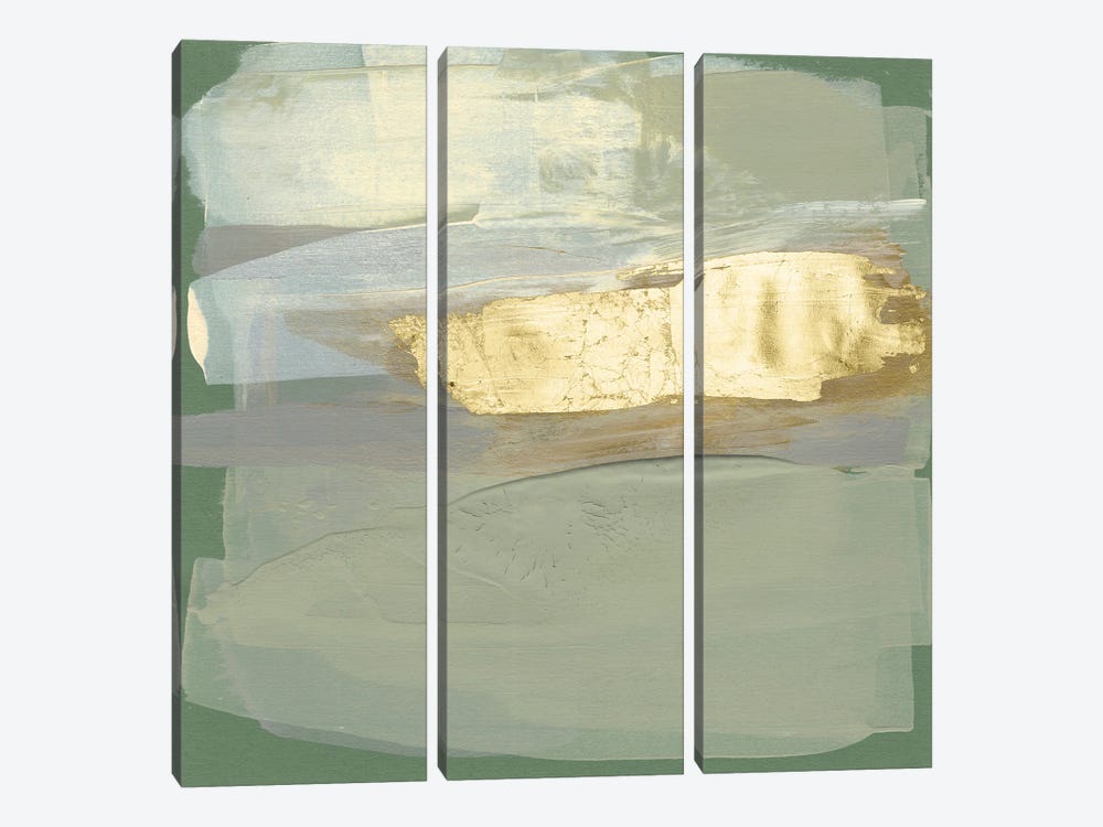 Sage & Gold Swipe II by Jennifer Goldberger 3-piece Canvas Artwork