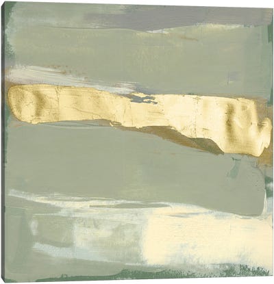 Sage & Gold Swipe III Canvas Art Print - Gold Abstract Art