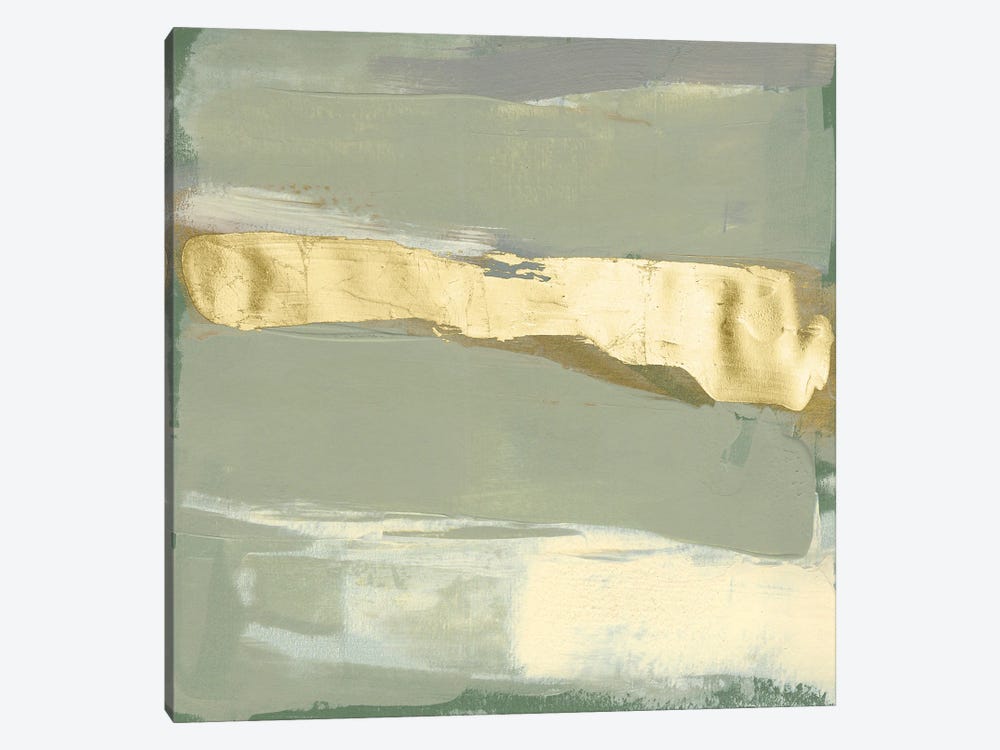 Sage & Gold Swipe III by Jennifer Goldberger 1-piece Canvas Print