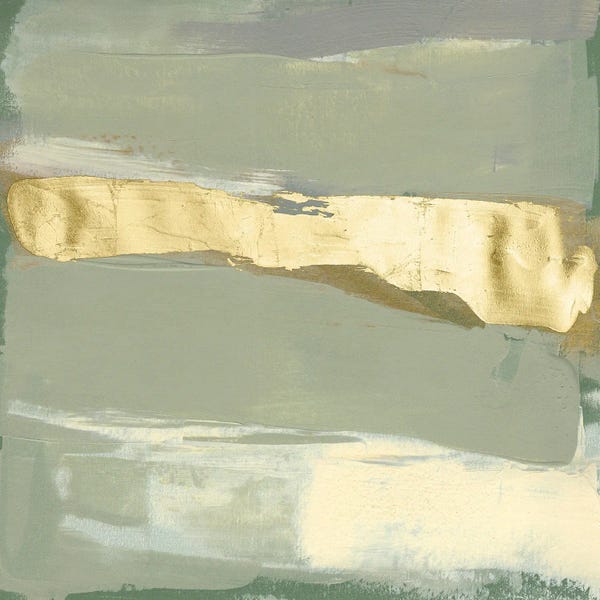 Gold Abstract Art: Sage & Gold Swipe III by Jennifer Goldberger