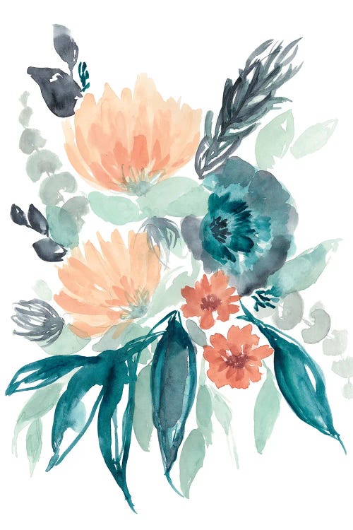 Teal & Peach Bouquet I